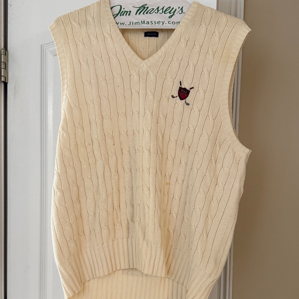 Men's Cream Cable Knit Sweater Vest